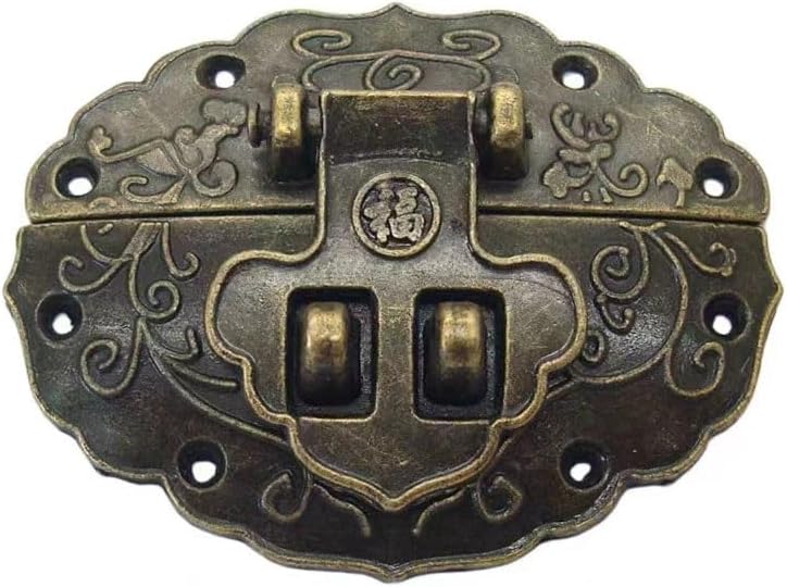 Hasps Latch, Drawer Latch Decorative Buckle Jewelry Wooden Box Suitcase Buckle Lock Latch 56 * 44mm with Screws Vintage Brass Hardware Accessories