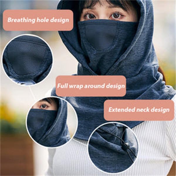 Hooded Face Mask with Neck Warmer for Cycling/Hunting/Skiing, Women Men Cold Weather Full Face Mask Thermal Hood Neck Cover4