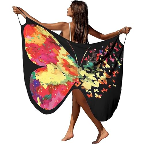 Image of PALAY Beach Wear Dress for Women Stylish Butterfly Print Beach Dress Fashion Cute Waterproof Swimming Suit Lightweight Swimsuit Cover Up Goa Vacation Outfits for Women