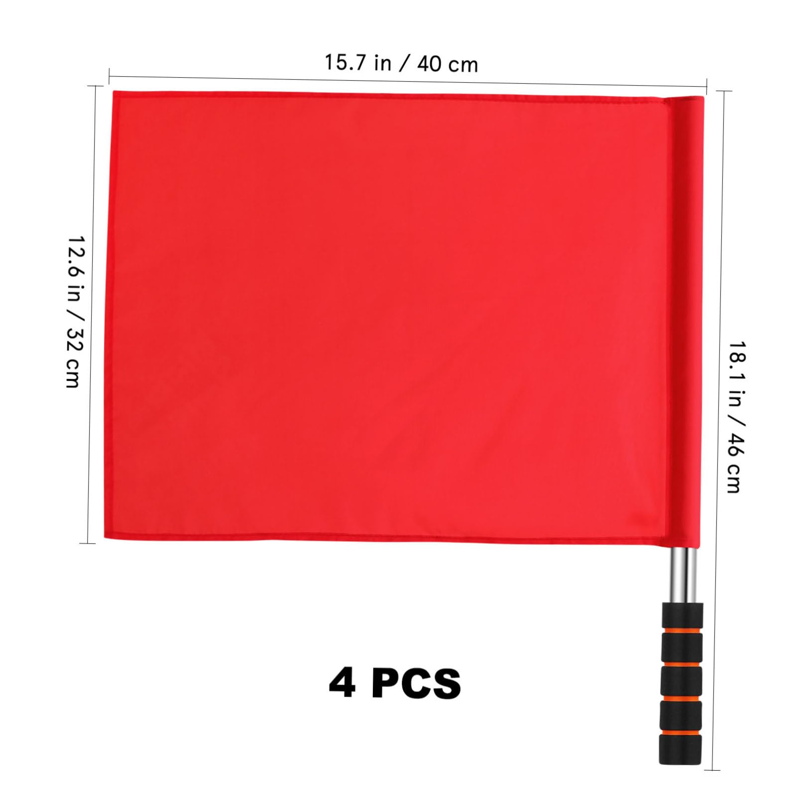 VICASKY 4pcs Track and Field Events Referee Flag Match Stainless Steel Sports Referee Flags Volleyball Line Judges Flags (Red)