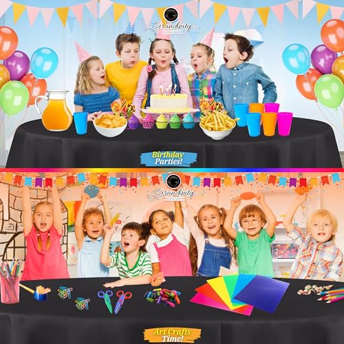 Image of Grandipity Plastic Table Cloth Disposable 12 Pack 84 inch Round Dark Grey | Plastic table covers, durable disposable tablecloths, fade and tear-resistent table cover for party, event
