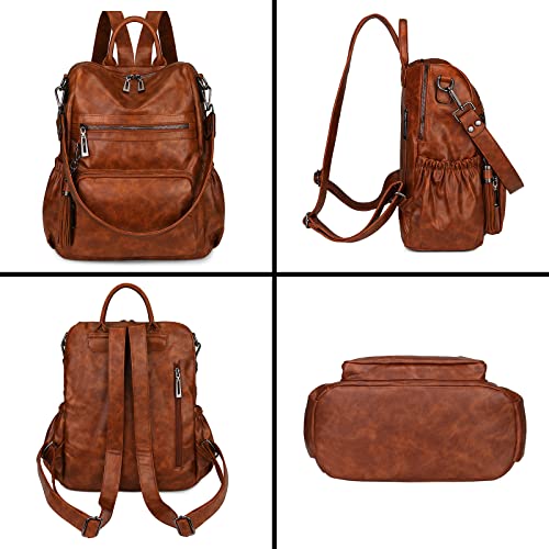 Image of Uromee Travel Backpack Purse for Women Vegan Leather Ladies Fashion Tassel Shoulder Bag Convertible