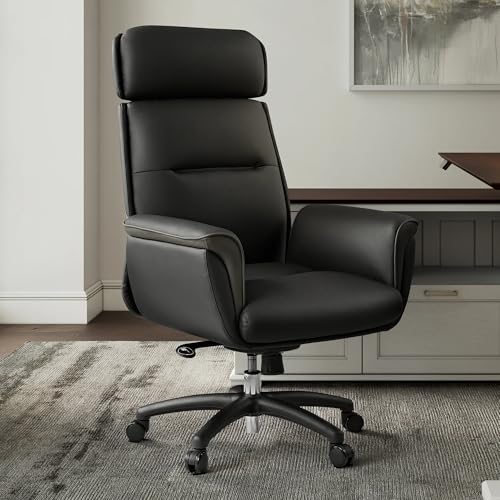 Image of EUREKA ERGONOMIC Royal Ergonomic Office Chair Executive Desk Chair, Microfiber Leather High Back Executive Chair Comfy Ergonomic 360 Swivel with Lumbar for Home Workshop- Black