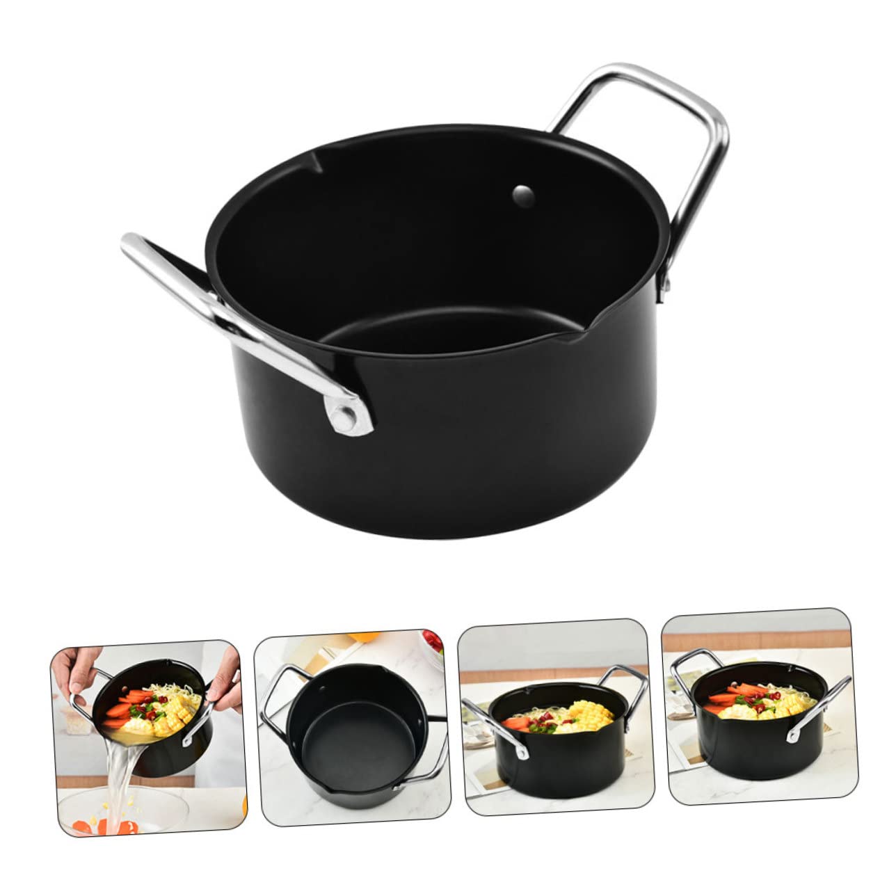 VICASKY 1Pc Lightweight Uncoated Food Saucepan for Cooking Practical Bbq Sauce Pot for Stews Soups and Camping Cookware