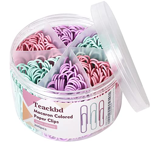 Macaron Clips de papel de colores, clip de papel grande, clips de papel jumbo de 2 pulgadas, 300 clips de papel para suministros de oficina