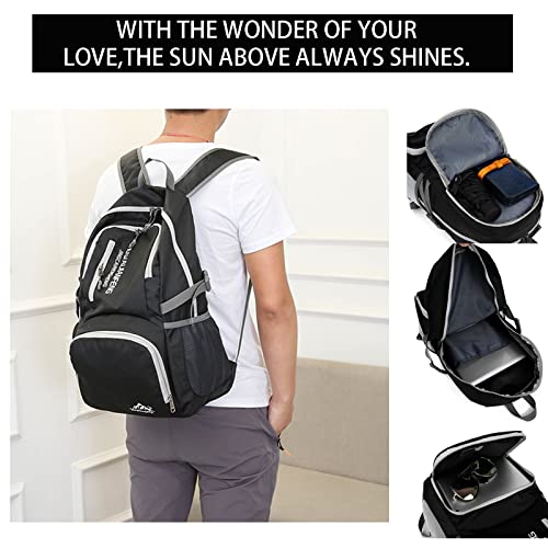 Lywencom Hiking Backpack,30l sporty lightweight folding waterproof ultralight backpack for outdoor camping picnic hiking (Black) - Image 4