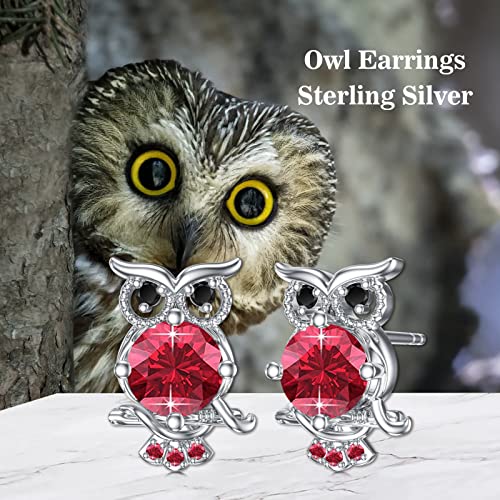 POPKIMI S925 Sterling Silver Owl Stud Earrings for Women - July Birthstone Jewelry Gifts for Daughter Granddaughter2