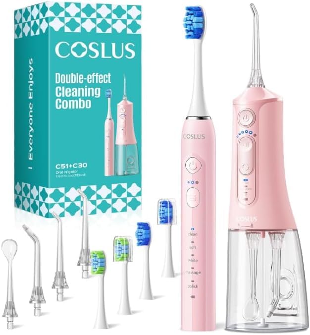 COSLUS C51C30 Cepillo de Dientes Eléctricoo con Irrigador Dental 2-1 Kit
