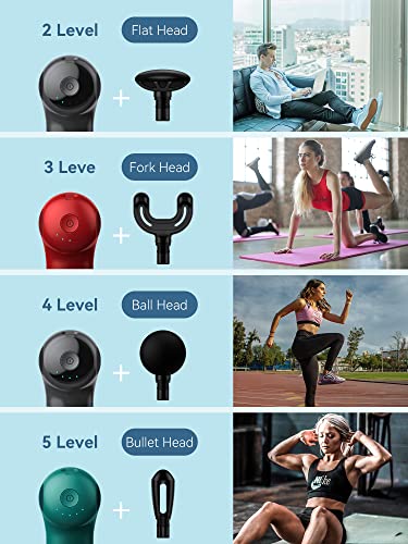 Heychy Mini Massage Gun, Deep Tissue Massage Gun, Portable Percussion Muscle Massager With 4 Massage Heads For Athletes #TOP5