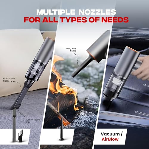 Image of Autofy Storm 1 [4-in-1] Powerful & Fully Wireless Car Vacuum Cleaner Air Blower - 12000PA 2.5X More Suction Power - BLDC Long Life Motor - 2 Suction Speeds - 25 mins Runtime (24 Months Warranty)