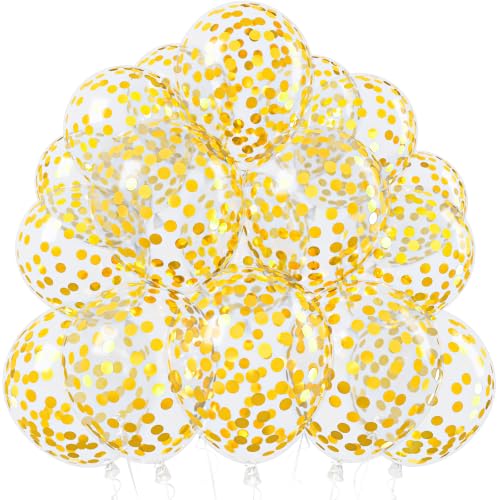 Image of Gold Confetti Balloons, Glitter Gold Balloon for Birthday Wedding Party