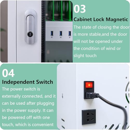 Carrello di Ricarica per cellulari per 30/40/50/60 telefoni, armadietto Porta USB con Scomparti, Ideale per scuole e aziende, Stazione di Ricarica sicura con 30 slo,60slots