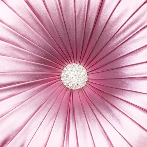 Image of EUCIOR Round Throw Pillows,Blush Pink Throw Pillow,Soft Spandex Fabric,Pumpkin Pleated Handmade Pink Metallic Round Decorative Pillow for Sofa Bedroom Livingroom