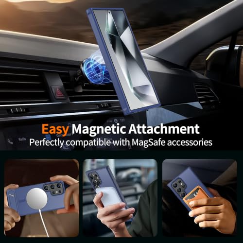 Hualele Magnetic for Samsung Galaxy S24 Ultra Case with Metal Stand, [Fit for MagSafe] [Military Grade Drop Protection] Shockproof Kickstand Slim Phone Case for S24 Ultra, Blue by H HUALELE - Used condition - Image 4