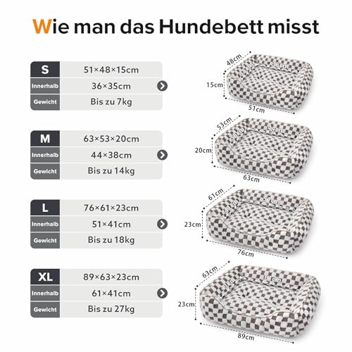 FURTIME Hundebett Mittelgroße Hunde, rutschfest Hundebetten Waschbares Hundekorb, Anti-Angst Hundebett Komfortabler Plüsch-Hundekörbchen, Geeignet für Border Collies, Labrador Retrievers, 76×61×23 cm