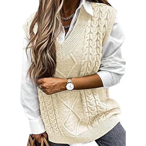 Niwicee Vintage Knitted Sleeveless Sweater Vest Cover