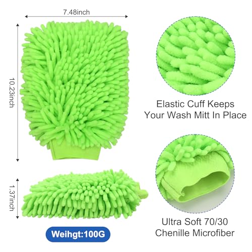 Microfiber Car Wash Mitt Applicator Towel and Car Detailing Brushes Duster Cleaning Kits, Car Wash Mitt Brush & Soft Hair Car Interior Detailing Brush Tools for Car Decoration Automotive Truck SUV RV - Image 3