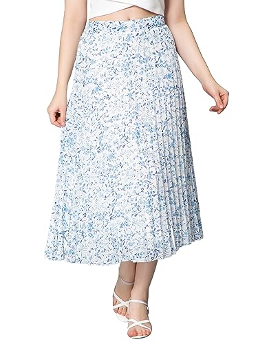 Image of NUEVOSDAMAS Floral Printed Pleated Navy /Multi Skirt