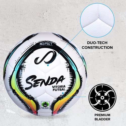 Senda Vitoria Premium Match Futsal Ball, Fair Trade Certified, Red/Light Blue, Size 4 (Ages 13 & Up) #TOP3