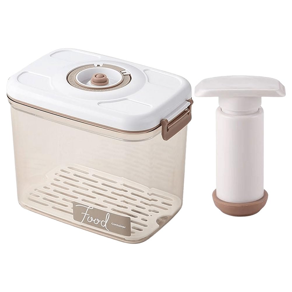 KOBONA Food Vacuum Storage Box with Vacuum Pump Refrigerator Food Preservation Box with Removable Drain Plate Kitchen Storage Box Airtight for Fruit Vegetables Bread Snacks