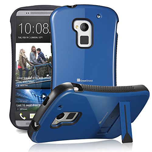 HTC One Max / T6 Stand Case, GreatShield Guardian Hybrid Snap On Case Back Cover with Kickstand for HTC One Max / T6 (Blue/Black)