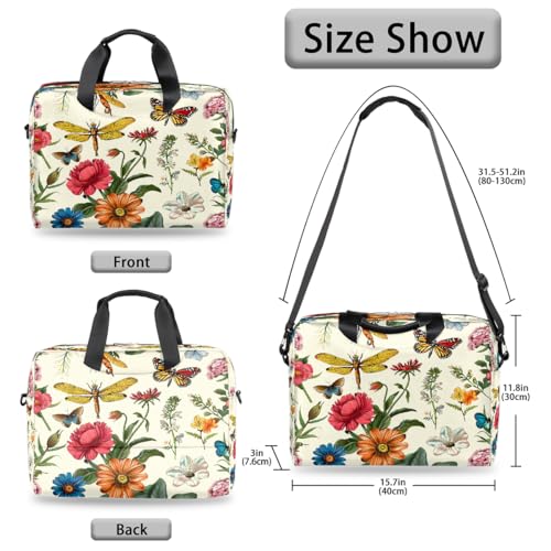 Bolsa para portátil Retro Flores y Libélulas 16 pulg miniatura 5