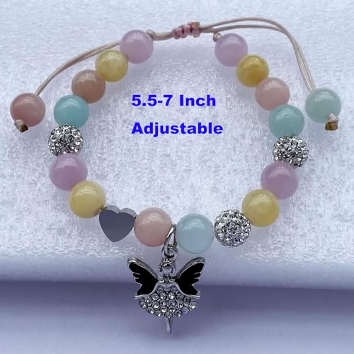 Image of DOLON Colorful Stones Handmade Crystal Ballet Charm Bracelet First Recital Stage Performance Dance Competition Encouragement Gift for Her