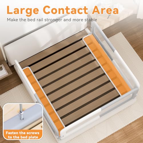 Image of Bed Rail for Toddlers: Foldable & Stable - 78.74 x 78.74 x 59.06 Designed for Queen Size Beds - Bed Rail Guard with Steady U-Shape Base for Toddlers, Baby, Kids