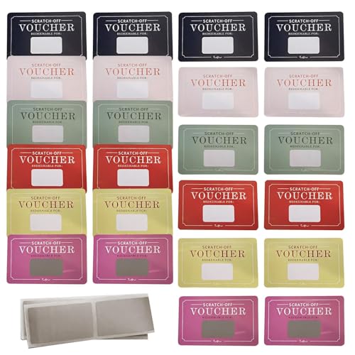 Voucher per scratch-off, coppia di carte graffiate | 24 biglietti per appuntamenti per coppie | Oggetti di scena per giochi di società, coupon per cancellare coppie per compleanni, anniversari, San