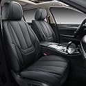 Coverado Autositzbezüge Set Wasserdichtes Nappaleder Auto Sitzschutz Universal Fit für die Meisten Limousinen SUV Pick-up Truck, Autositzschoner Vorne 2 Stück - Völlig Schwarz