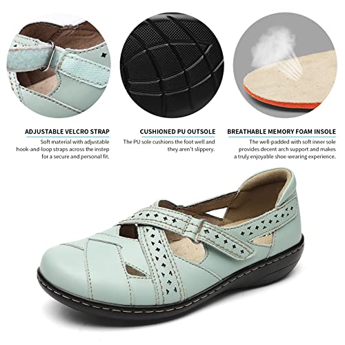 Terrikat Women's Casual Mint Loafers Cute Slip On Comfort Walking Flats Leather Driving Moccasins Fashion Closed Toe Boat Shoes 1308-Bhl10 #TOP5