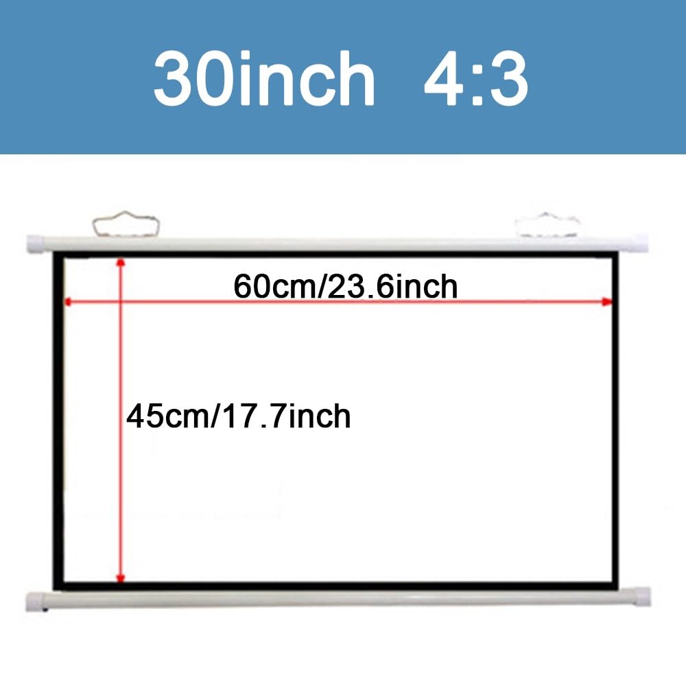 Montowany na ścianie ekran projektora 76.2 cm 101.6 cm 127.0 cm 152.4 cm 183 cm ręczny wysuwany ekran projekcyjny 4K kino domowe ekran filmowy do domowego biura na zewnątrz wewnątrz (30 cali (4:3))