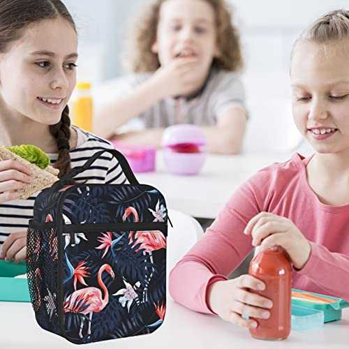 Prelerdiy Tropical Palm Pink Flamingo Lunch Box - Insulated Lunch Bags For Women/Men/Girls/Boys Detachable Handle Lunchbox Meal Tote Bag #TOP5