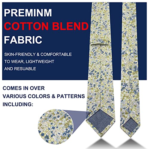 Image of Mantieqingway Men's Skinny Tie, Cotton Floral Ties for Men Wedding Necktie for Groom, Groomsmen, Missions, Dances