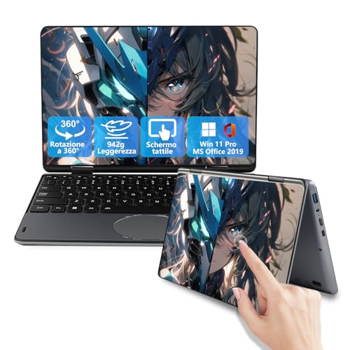 IUGNG Notebook 2-In-1 11 Pollici Touchscreen,Celeron N100,Win 11,16GB,1920 * 1200 IPS,Tastiera Retroilluminata, Touchpad Ovale,USB3.0 * 2, Type-C*1,MiniHDMI*1,0.95 Kg (Grigio,16GB+256 GB SSD)