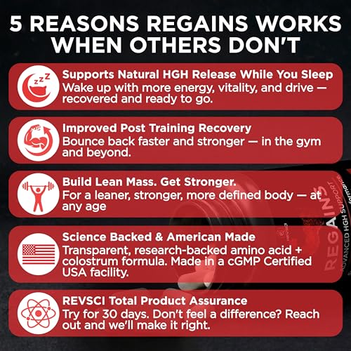 Image of HGH Supplements for Men & Women - REGAINS Starter Pack, Anabolic Peptides for Muscle Growth, Muscle Recovery & Muscle Builder for Men, Human Growth Hormone Booster Post Workout Supplement, 30 Pills