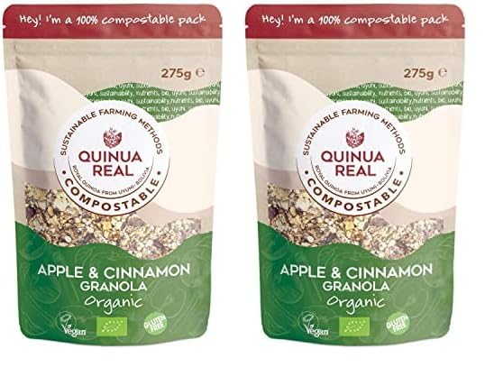 Granola de quinoa real con manzana y canela sin gluten BIO - Quinua Real - 275 g (Paquete de 2)