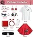 VillbeCoser Sock Hop Outfits Women, 1950s Poodle Skirts, Polo Shirt with 50s Accessories Socks Scarf Headband Belt 10Pcs (Red-M)