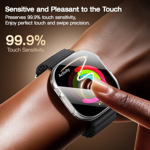 Image of LK Case for Apple Watch Ultra 3 /Ultra 2 /Ultra 49mm with Screen Protector | Touch Sensitive Ultra-Thin Bumper Full Protective Cover Hard PC Case Tempered Glass for iWatch 49mm, Clear