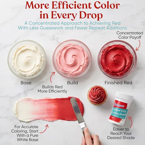Image of Bakerpan Red Food Coloring Powder for Baking - 30g Oil Based, Artificial Dye-Free, Plant-Based, Kosher, Gluten-Free - For Buttercream, Chocolate, Candy & Cakes