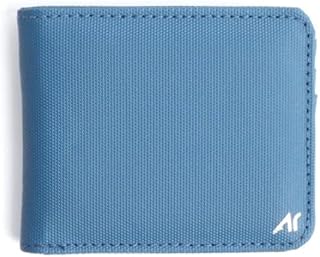 محفظة صغيرة ثنائية الطي مع فتحات متعددة للبطاقات، مصنوعة من مادة النايلون الاسود، تصميم نحيف (ازرق)