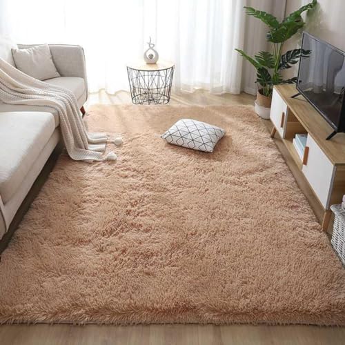 「ORRMALL」カーペット ラグマット シャギーラグ 絨毯 滑り止め付き ふわふわ ラグ センターカーペット5畳 6畳7畳 滑り止め付き 長方形 抗菌防臭 防ダニ 床暖房対応 サラサラ 無地 ORPTRDT16(キャメル 160*200cm約2畳)