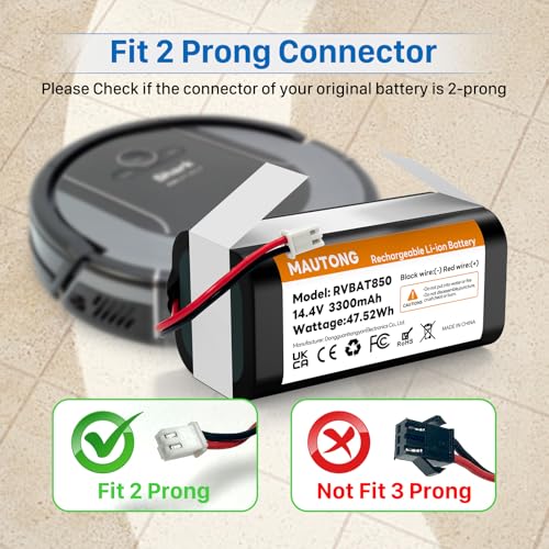 Image of RVBAT850 Battery Replacement for Shark Ion Vacuum, Compatible with Shark RVBAT850 Ion Battery RV1001AE R75 R85 R761 RV850 RV1000S RV1000VL RV700 N RV720 N(2-Prong Connector)