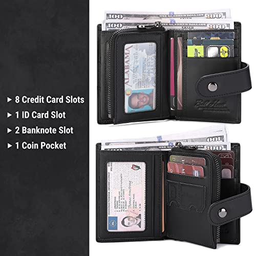 Image of bill heart Chain Wallets for Men, RFID Blocking Genuine Leather Wallets with Anti-Theft Chain