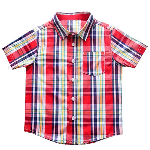 Kid Boy Summer Plaid Short Sleeve Cotton Shirt