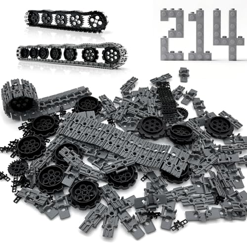 214PCS Technical Tank Track & Wheel Set Treads Chain Links Tank Robot Sleigh Car Motorcycle Toy...