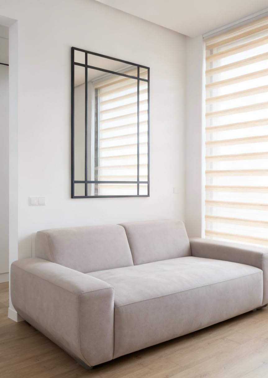 Espejo Ventana, Espejo Industrial, Estilo Danés, Aluminio Negro 120 x 80 cm