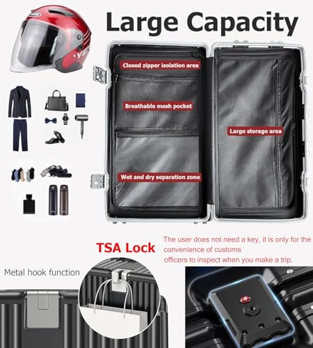 Image of feilario Super Large Aluminum Frame Checked Luggage, Removable Wheels | Zipperless access, PC shell, TSA lock, cup /phone holder and 126L capacity suit dorm moves, moving and long trips