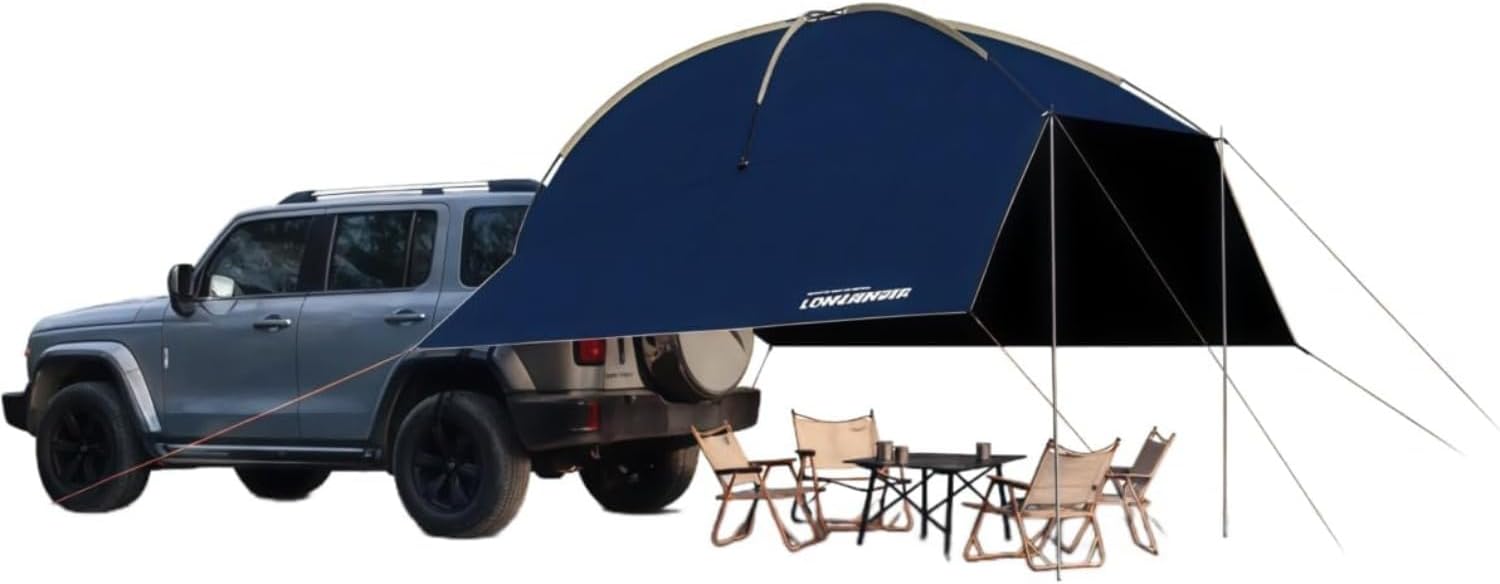 6-8 人用カーサイドタープ 設営簡単 単体使用可能 車中泊・キャンプ・公園・登山用 車用アウトドアテント 防晒遮阳 多人休憩适配