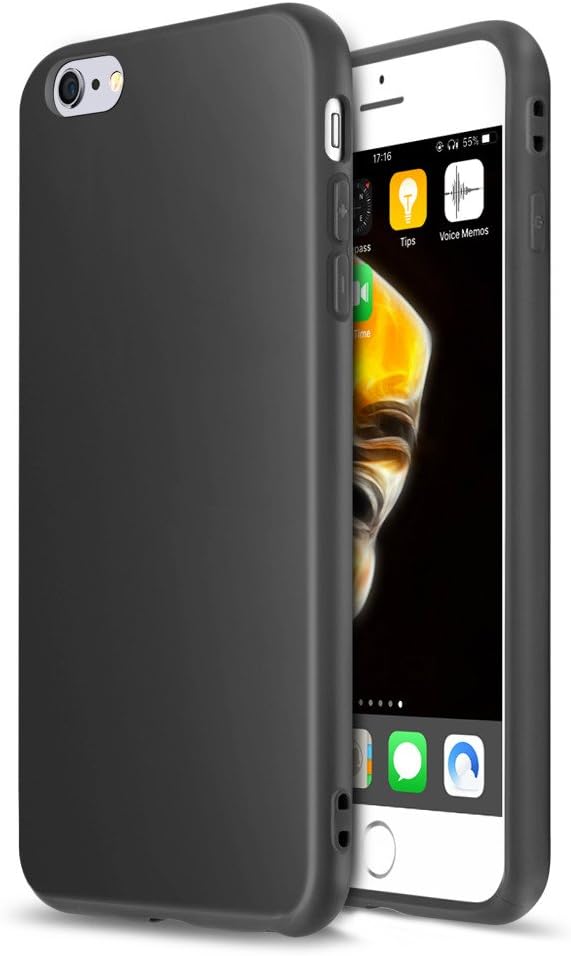 Basse Compatible Case Phone 6 Plus, Simple Style iPhone 6S Plus Case, Shock-Absorption Bumper, Anti-Scratch, Resist Oil and Easy to Clean, TPU Protection Cover-(Black)
